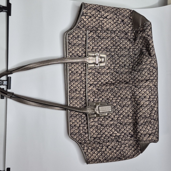Coach Taylor Snakeskin Print Shoulder Bag F26084 Gunmetal Gray
